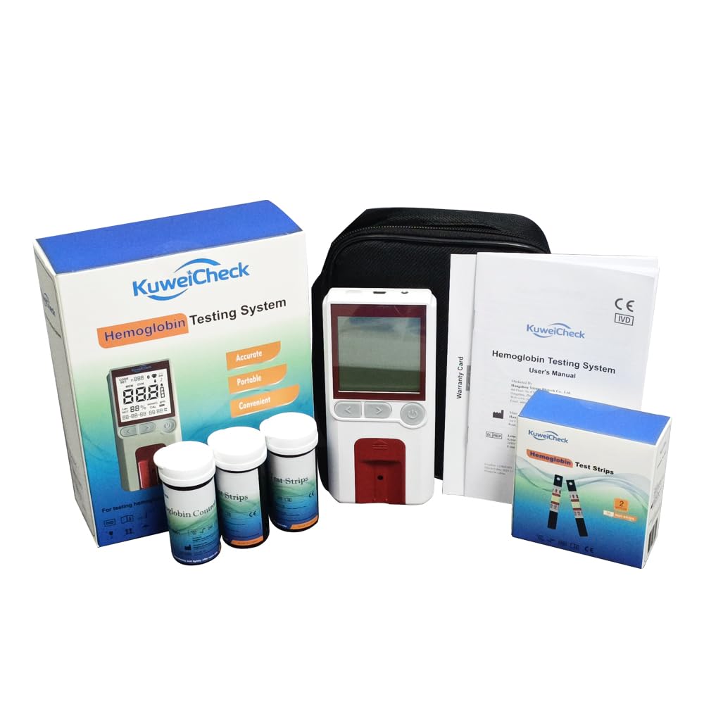 Hemoglobin Test Meter Kit with 50pcs Strips, Lancets and Capillary Tubes Q626285