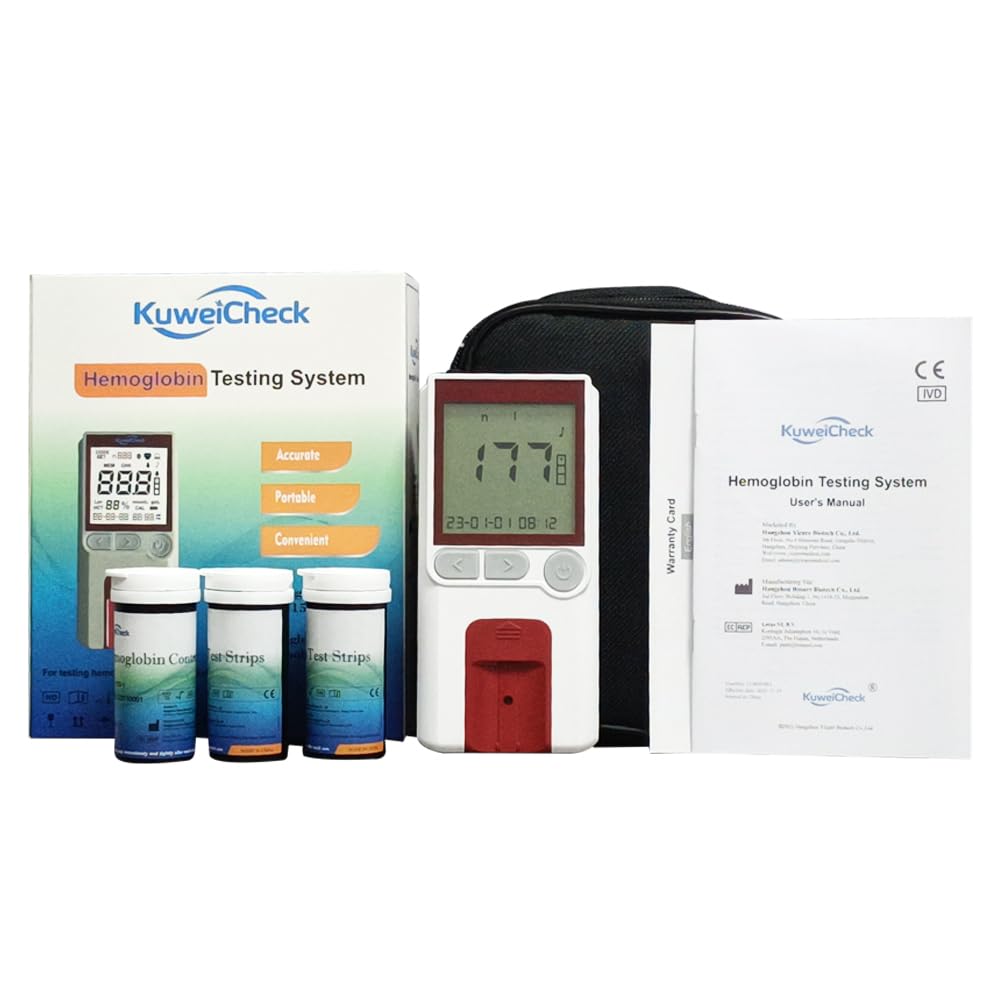 Hemoglobin Test Meter Kit with 50pcs Strips, Lancets and Capillary Tubes Q626285
