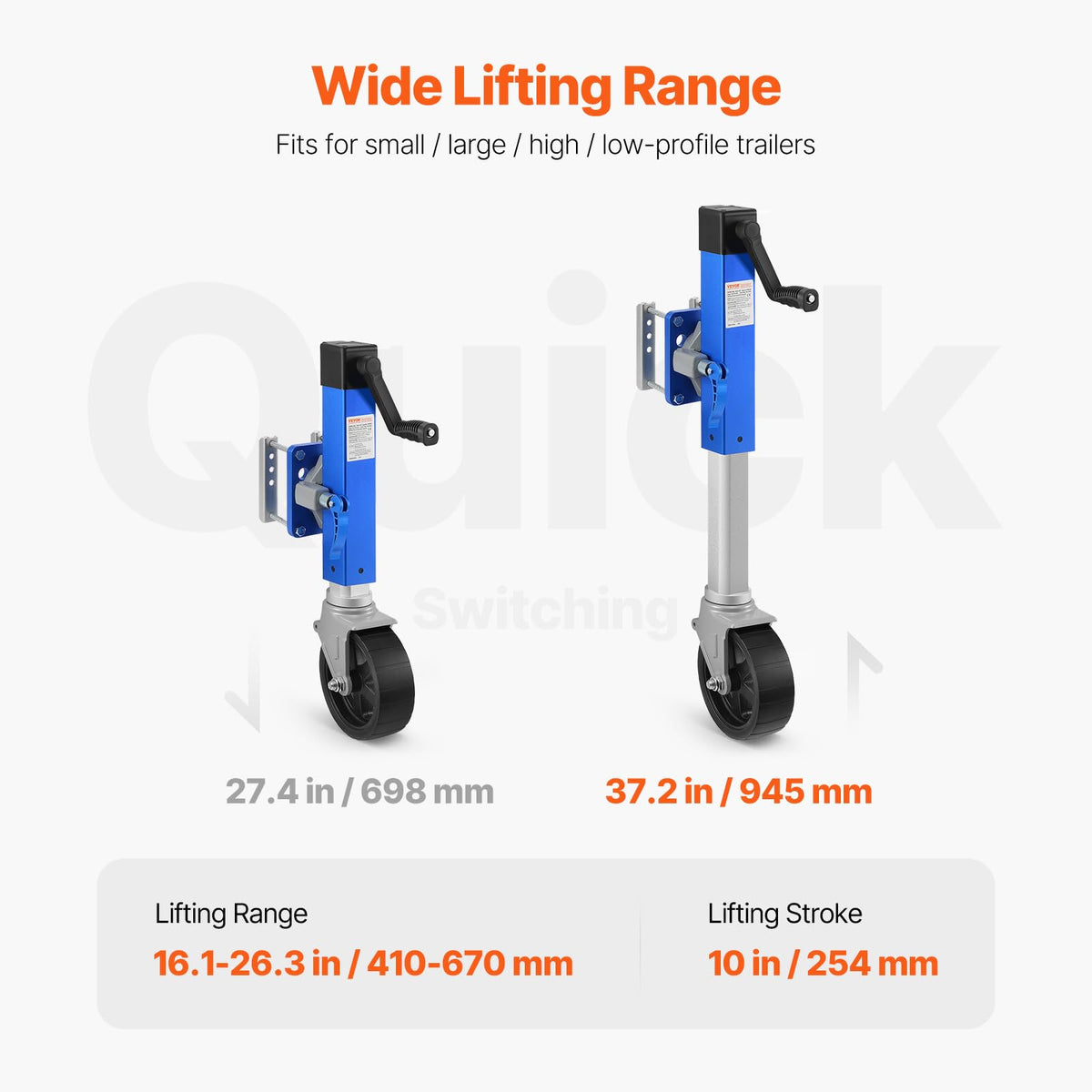 1600 lbs Swivel Trailer Jack with Wheel N896