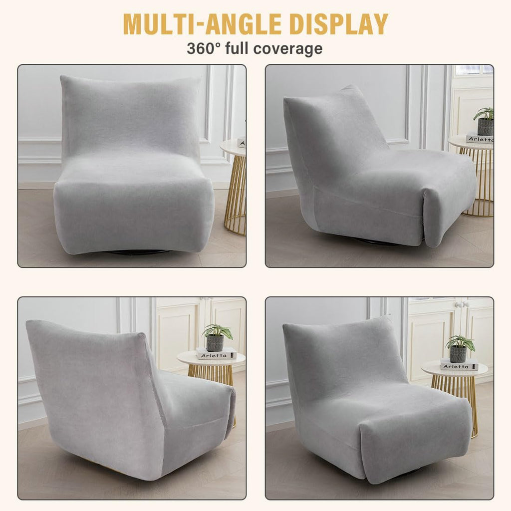 Light Gray Velvet Oversized Recliner Chair Cover F38502