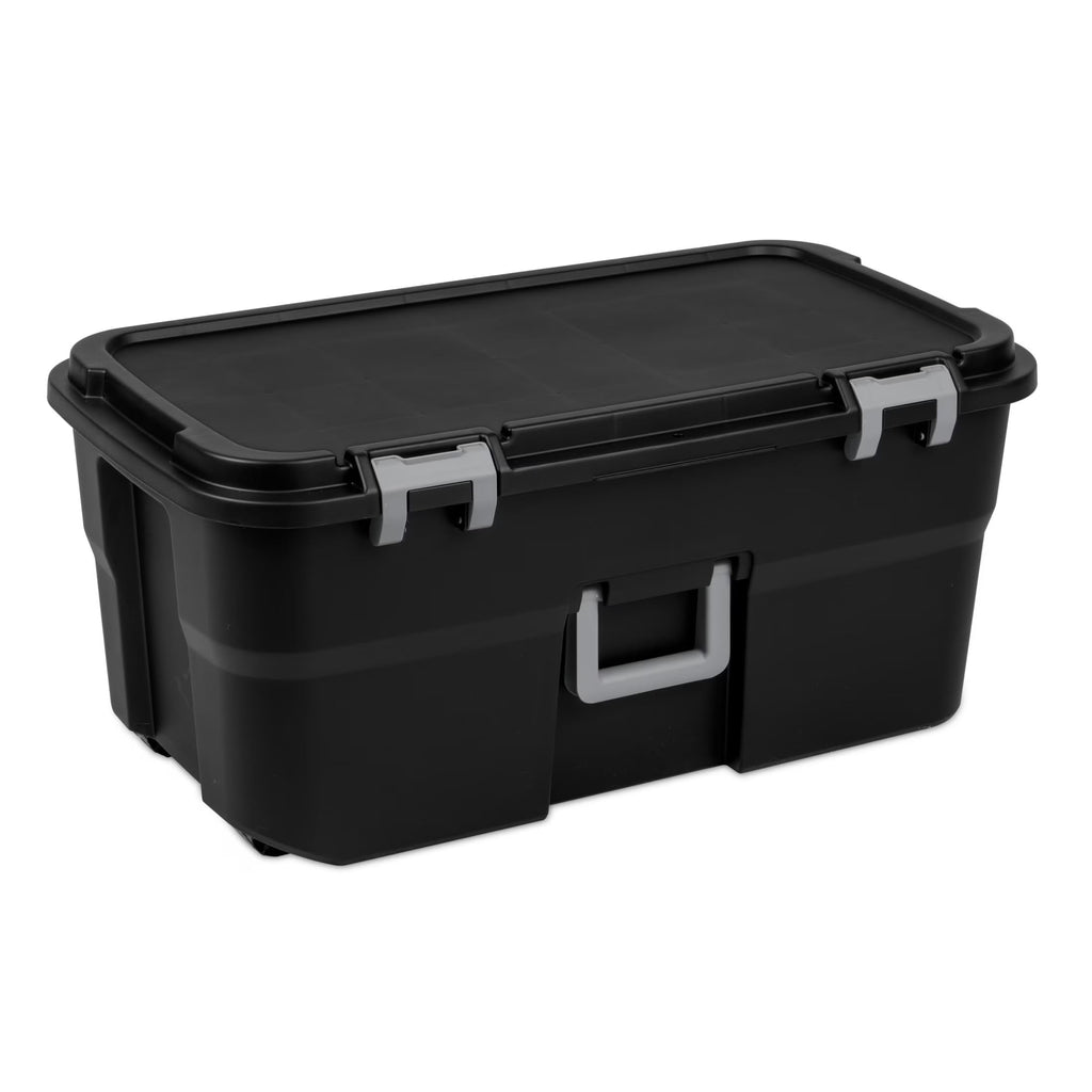 22 Gallon Black Wheeled Plastic Storage Trunk X42629