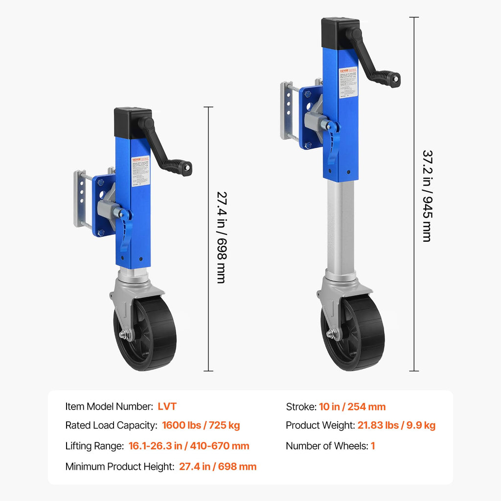 1600 lbs Swivel Trailer Jack with Wheel N896