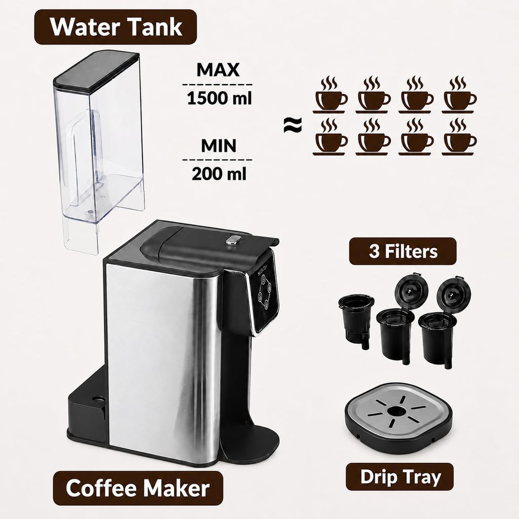 3 in 1 Single Serve Coffee Maker with 50 Oz Water Reservoir S22787
