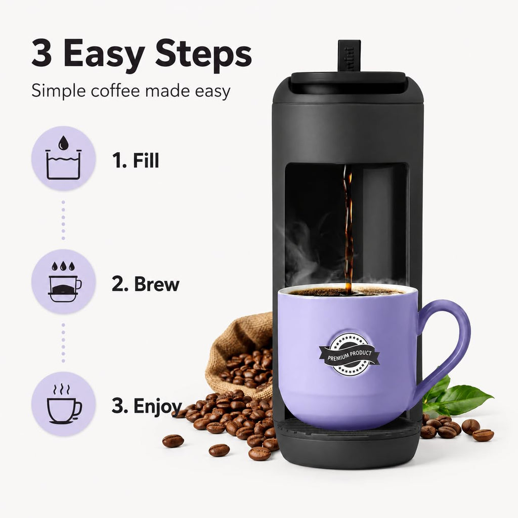 Single Serve K Cup Coffee Maker 12 oz Matte Black O21827