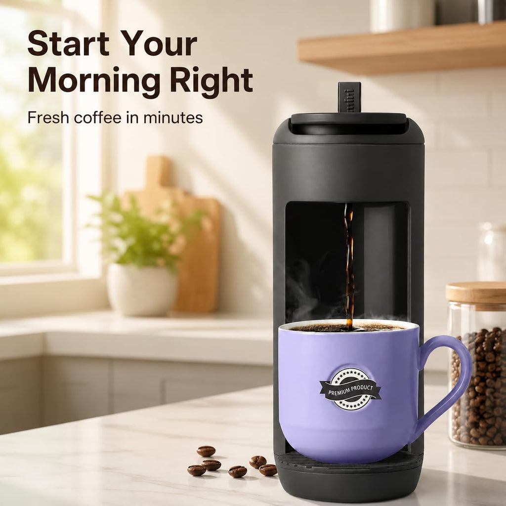 Single Serve K Cup Coffee Maker 12 oz Matte Black O21827