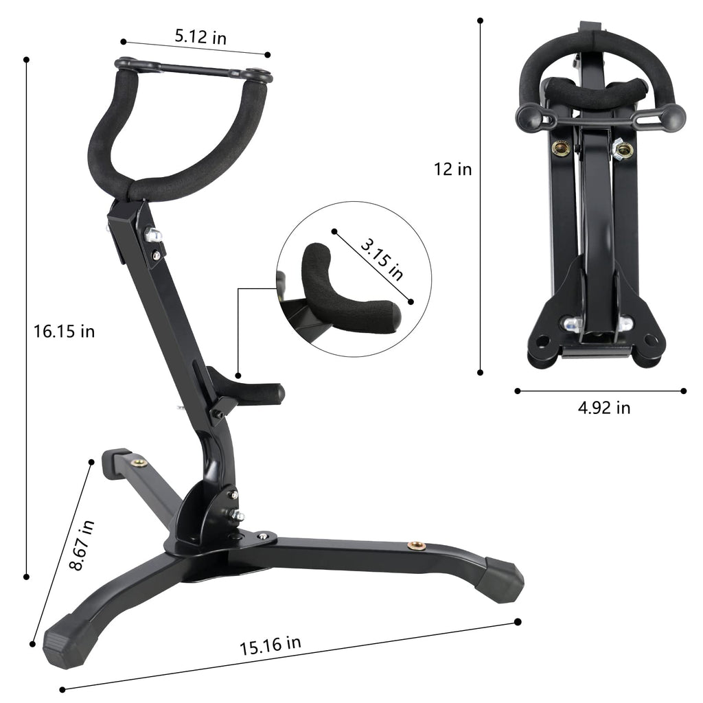 Alto & Tenor Saxophone Stand with 2 Flute/Clarinet Holders and Bag Q871