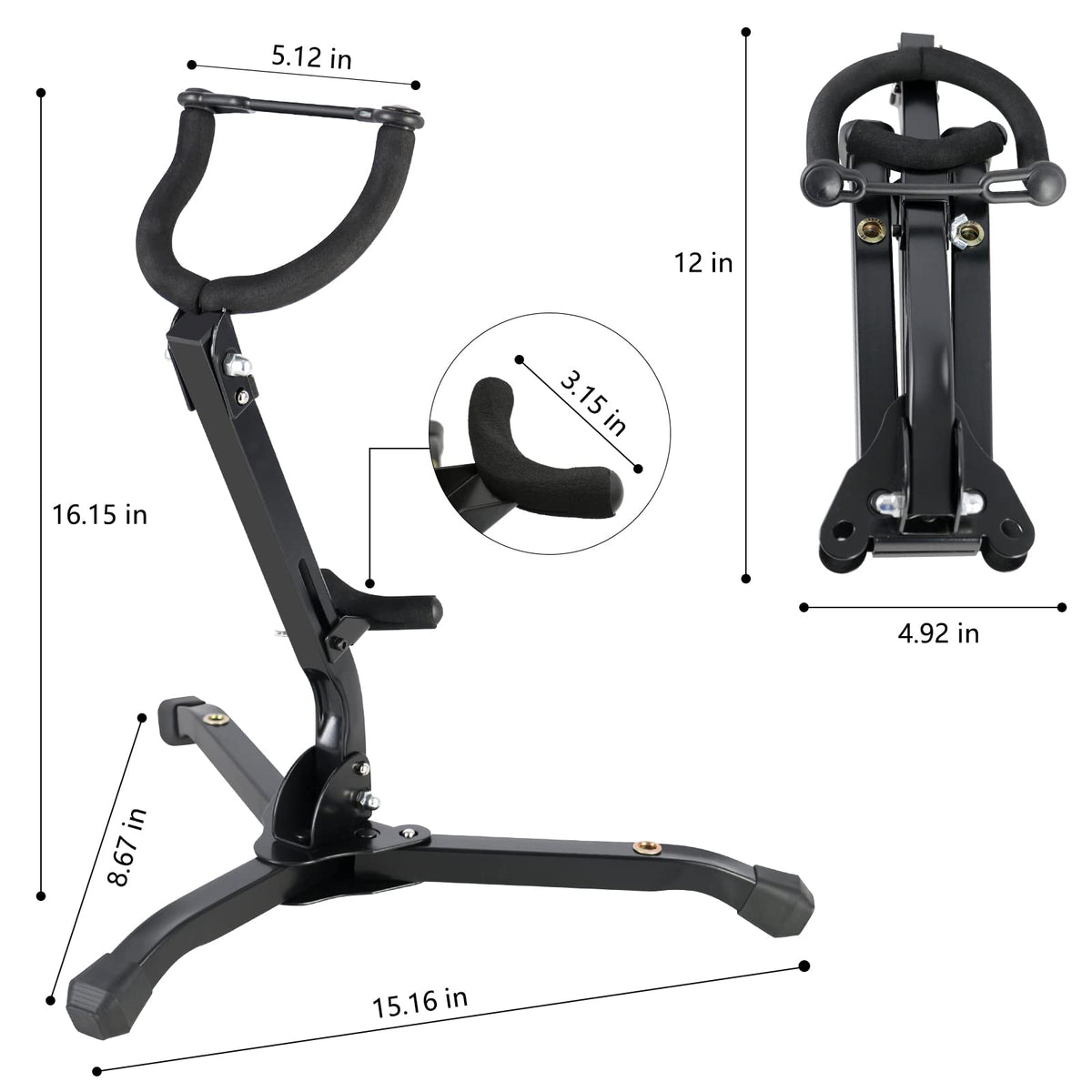 Alto & Tenor Saxophone Stand with 2 Flute/Clarinet Holders and Bag Q871