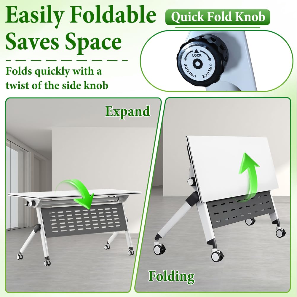 Folding Training Table with Glass Holder 2 Pack A834804