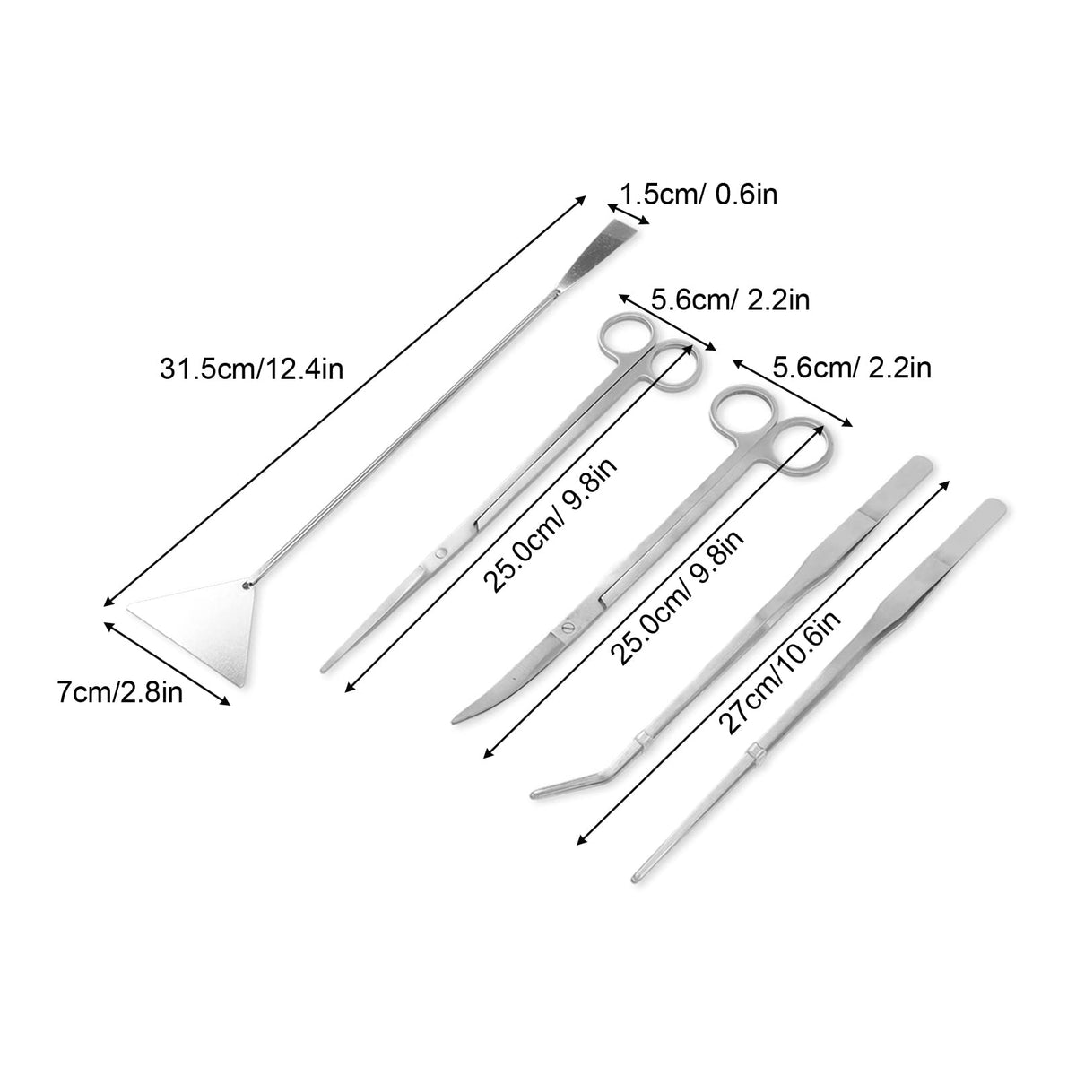 5 in 1 Stainless Steel Aquarium Scissors Tweezers Spatula T46970