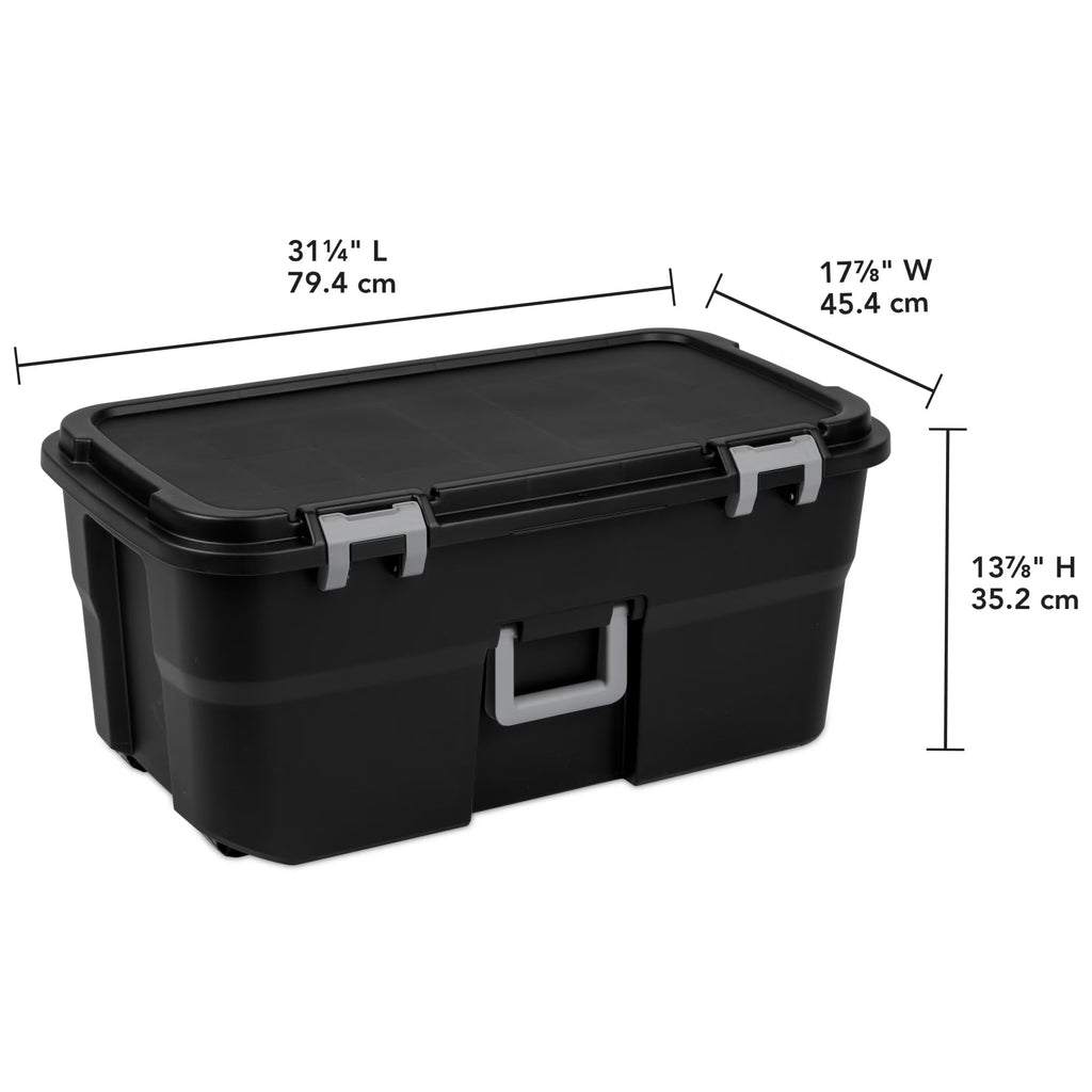 22 Gallon Black Wheeled Plastic Storage Trunk X42629