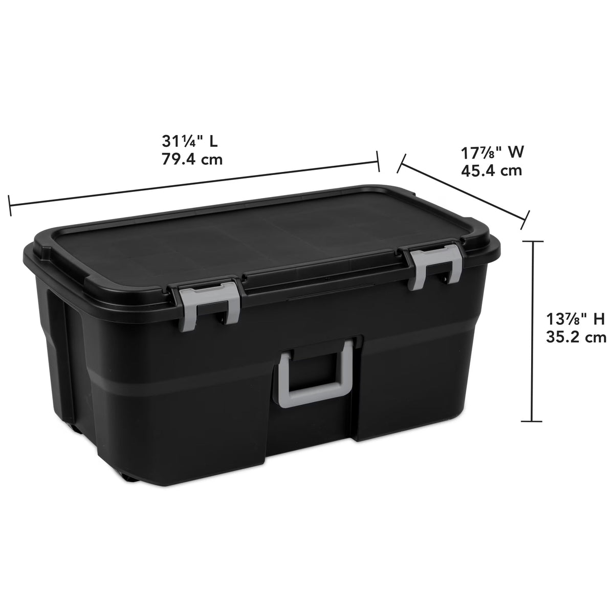 22 Gallon Black Wheeled Plastic Storage Trunk X42629