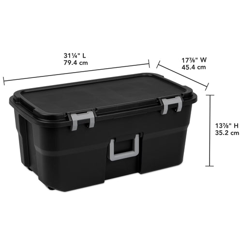 22 Gallon Black Wheeled Plastic Storage Trunk X42629
