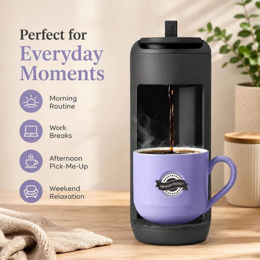 Single Serve K Cup Coffee Maker 12 oz Matte Black O21827