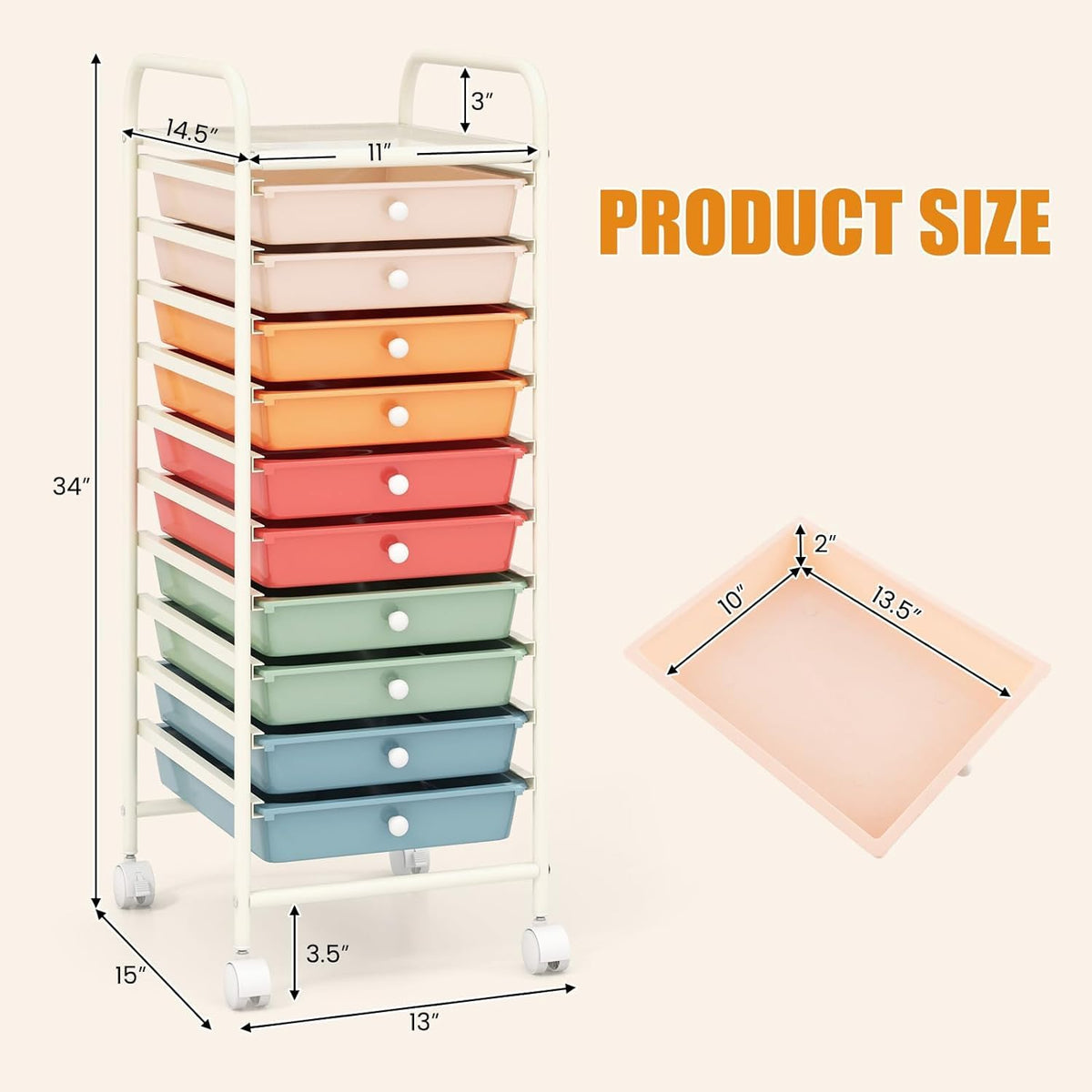 10 Drawer Rolling Cart I36500