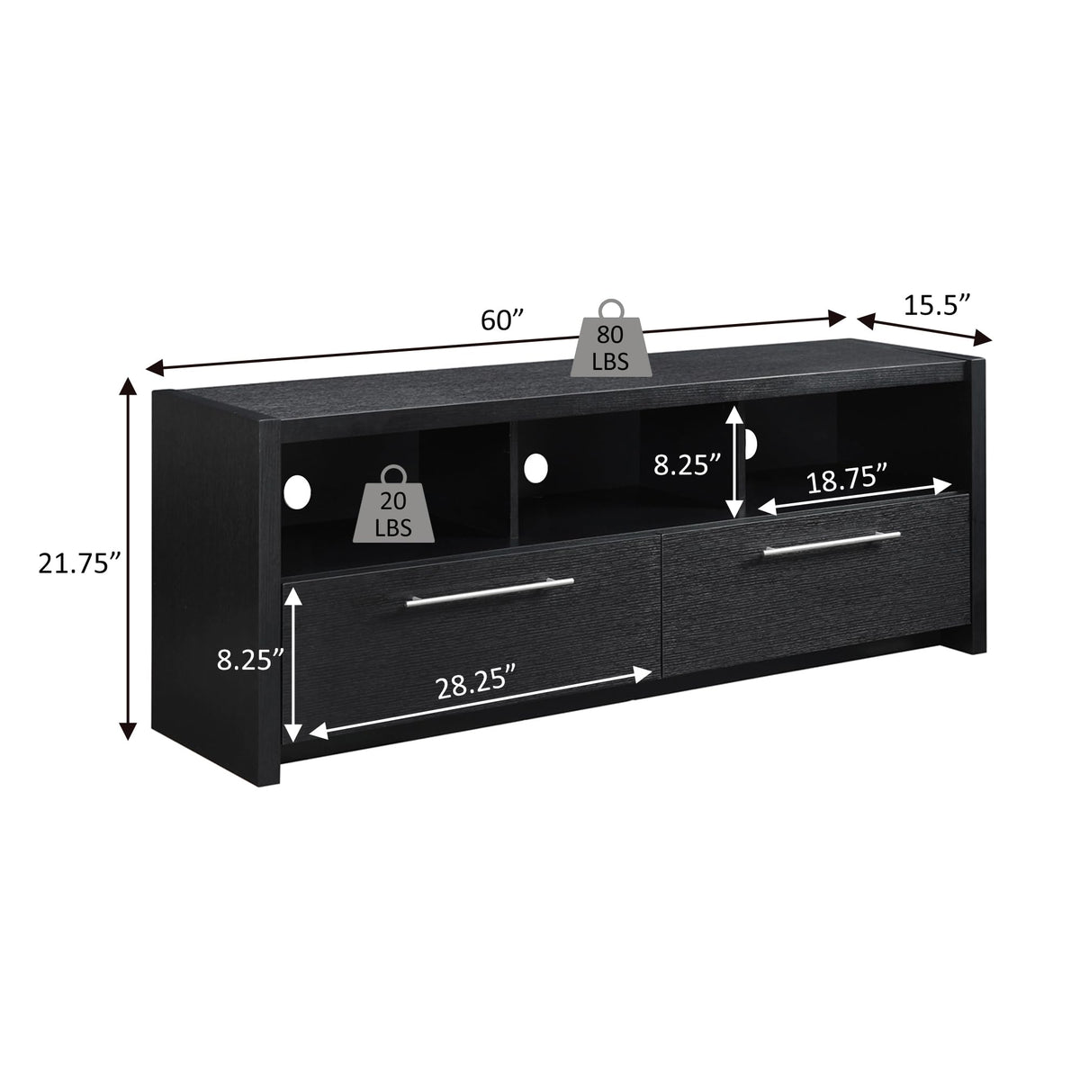 Espresso TV Stand with Storage Cabinets & Shelves T46272