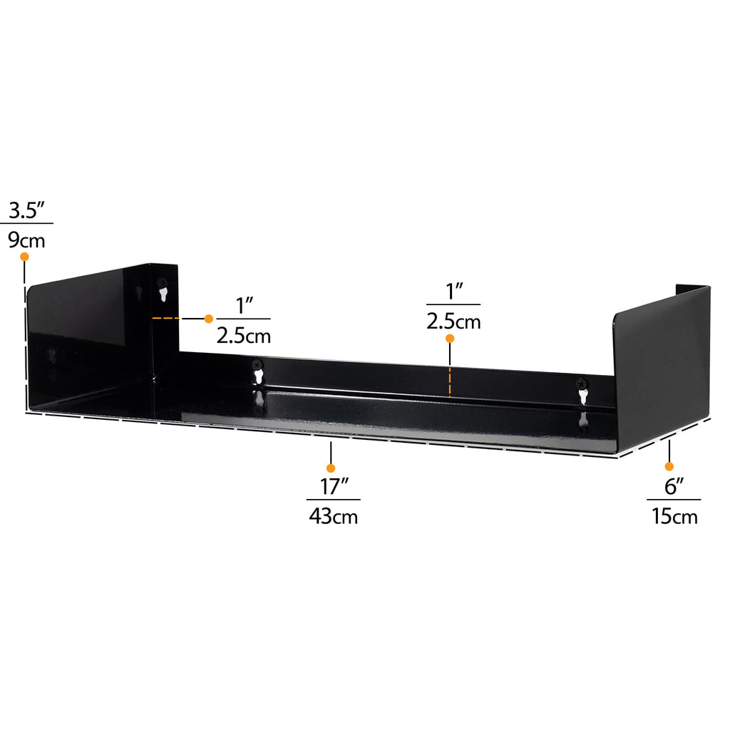 Black Set of 2 U Shape Wall Mount Metal Shelf O99196