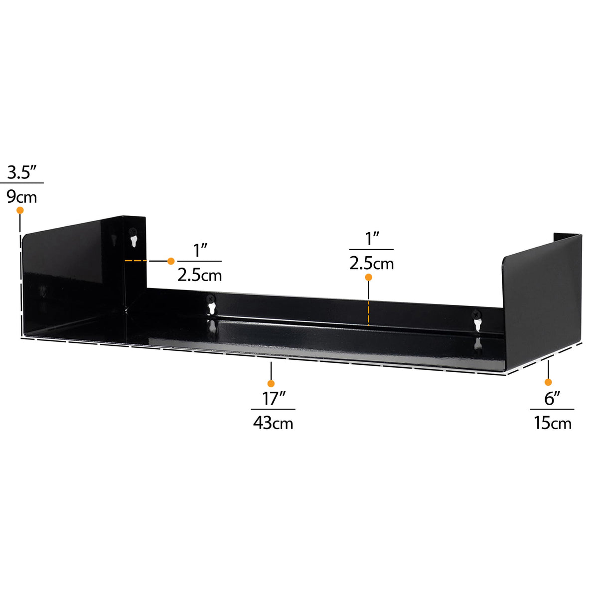 Black Set of 2 U Shape Wall Mount Metal Shelf O99196