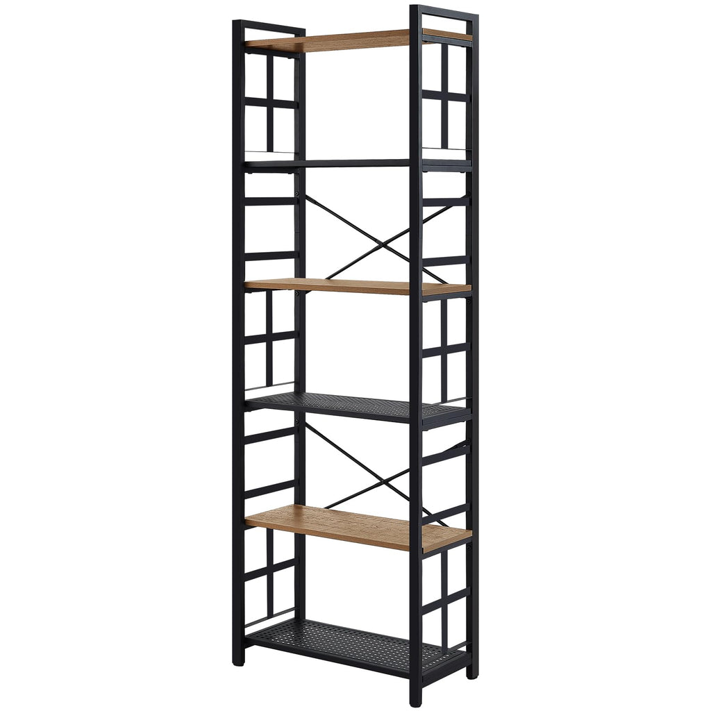 6 Tier 70 inch Tall Brown Bookshelf D824525