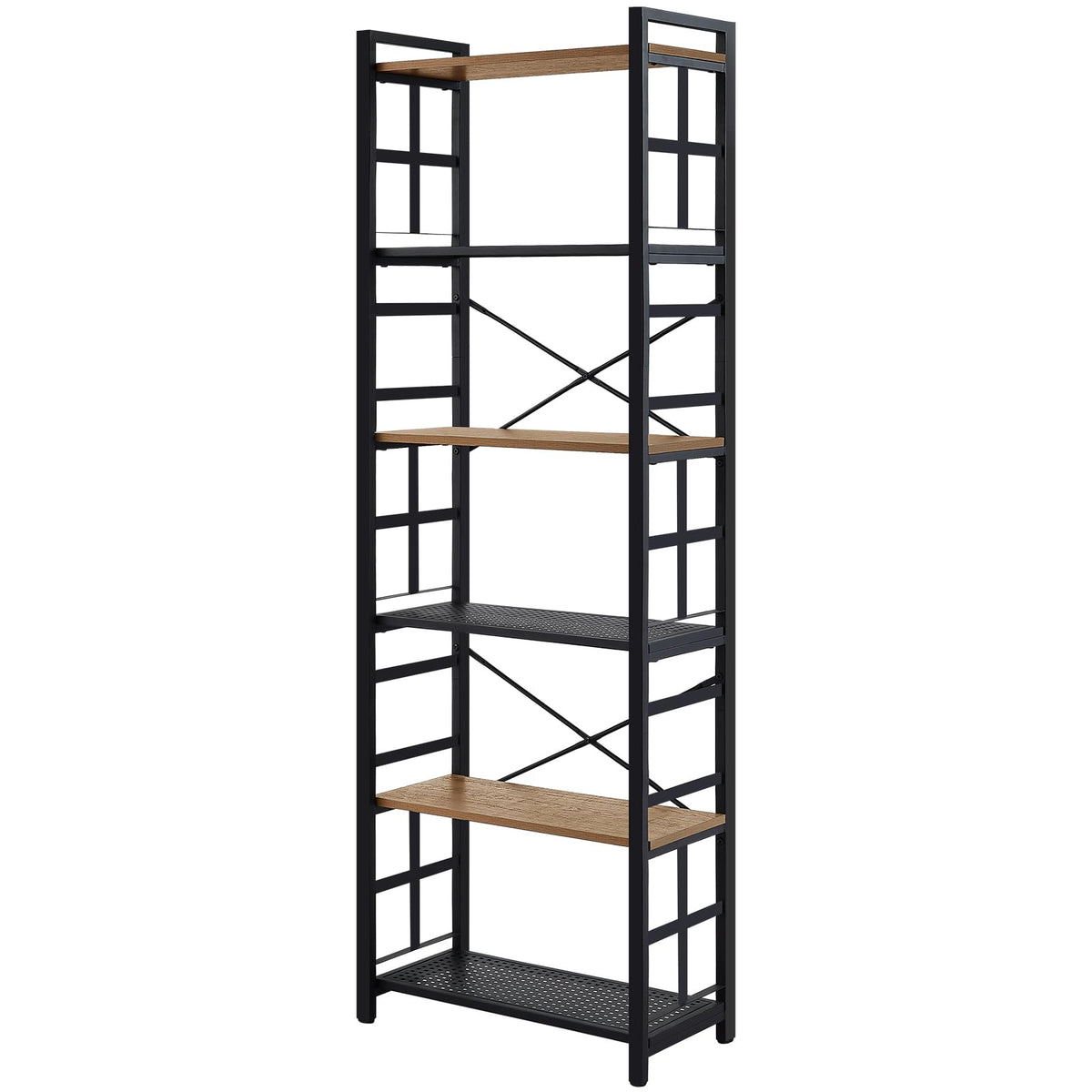 6 Tier 70 inch Tall Brown Bookshelf D824525