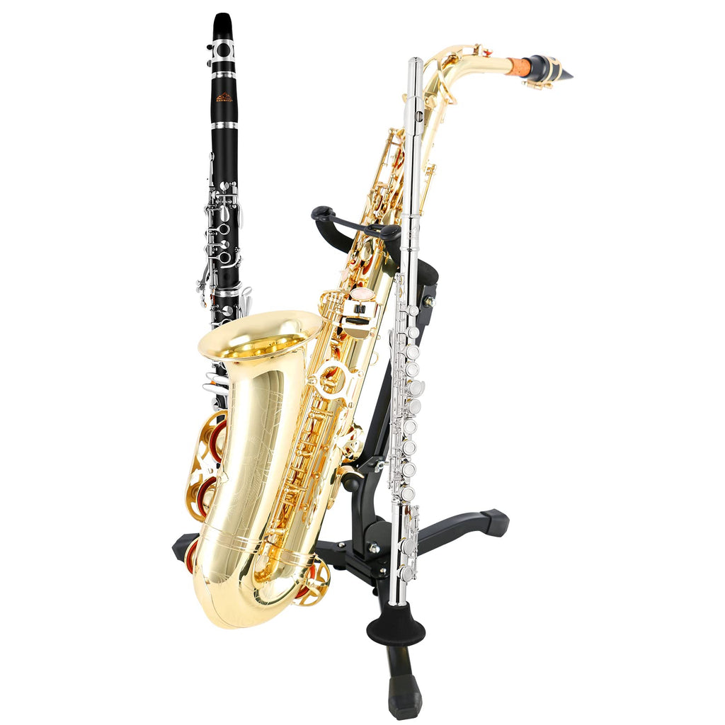 Alto & Tenor Saxophone Stand with 2 Flute/Clarinet Holders and Bag Q871