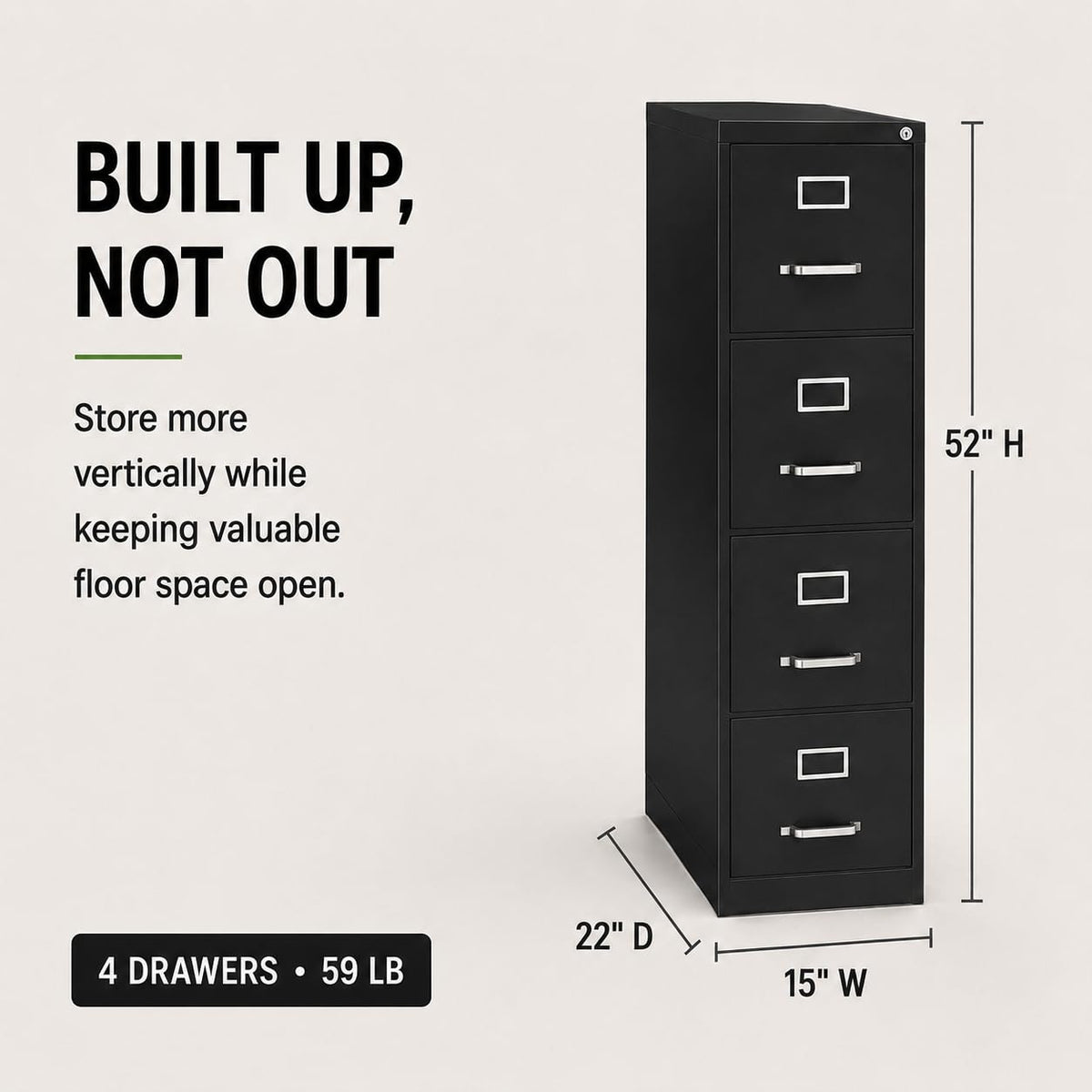 4 Drawer Metal Vertical Filing Cabinet H584