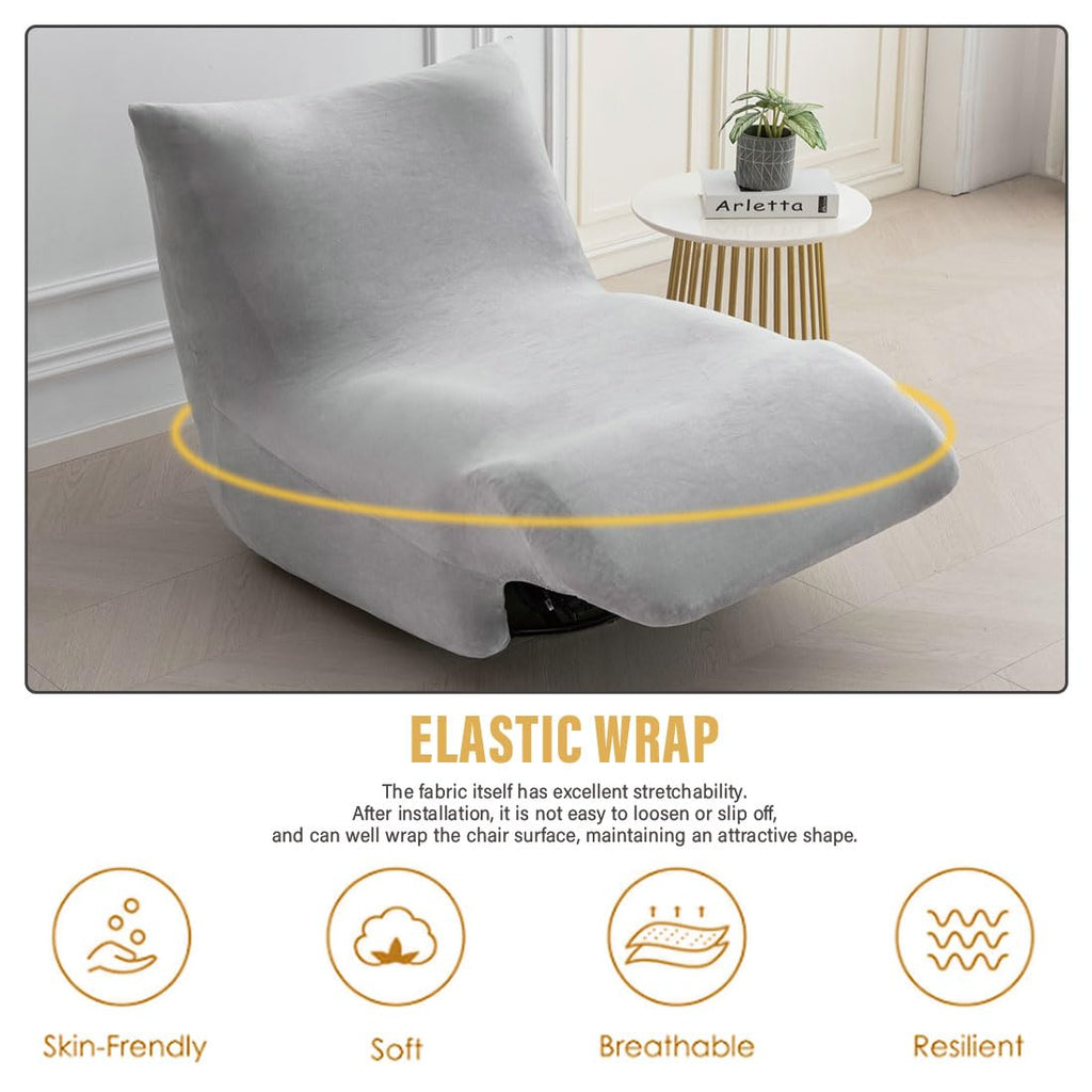 Light Gray Velvet Oversized Recliner Chair Cover F38502