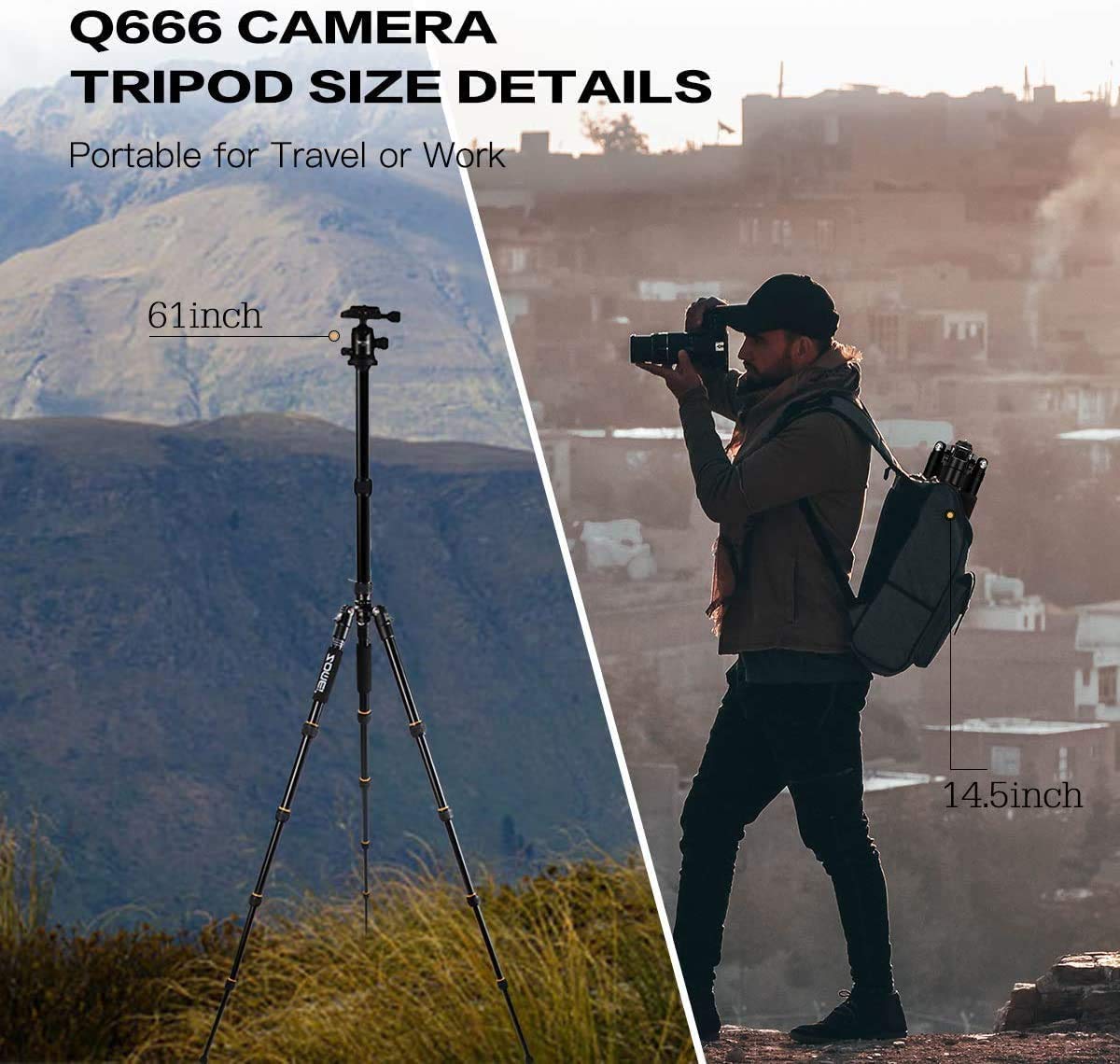Camera Tripod with Ball Head Quick Release Plate and Carrying Case J977309