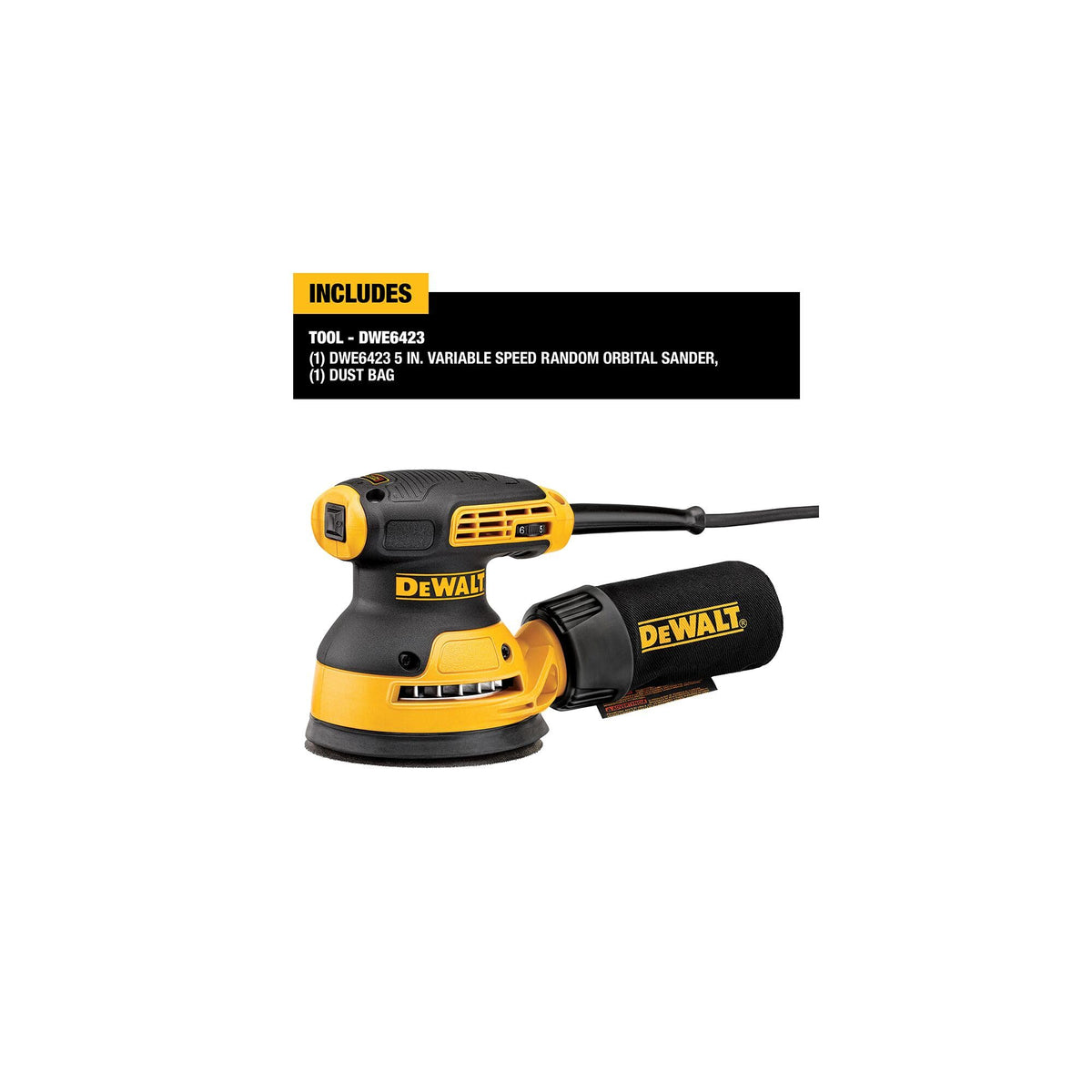 Corded Electric Variable Speed 5-Inch Random Orbit Sander Y182