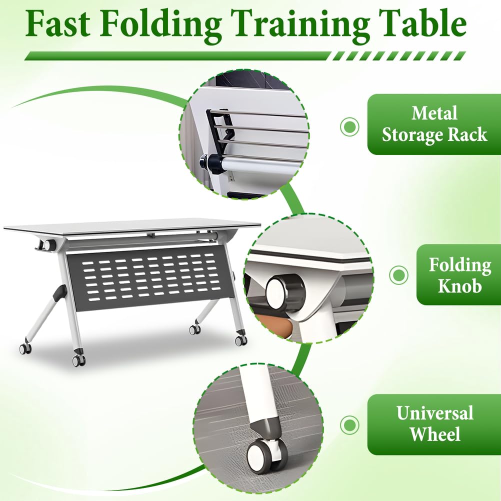 Folding Training Table with Glass Holder 2 Pack A834804