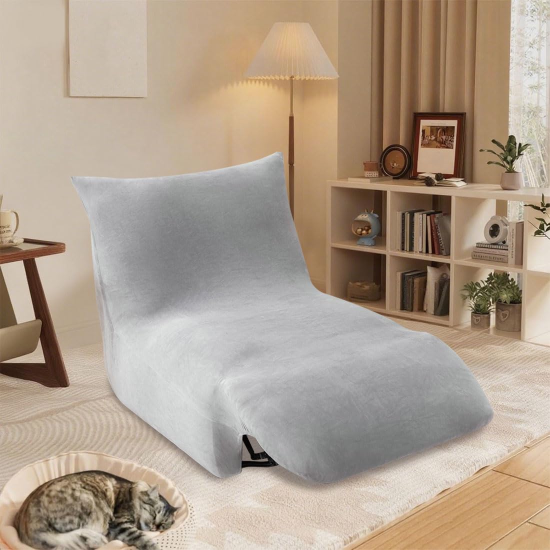 Light Gray Velvet Oversized Recliner Chair Cover F38502