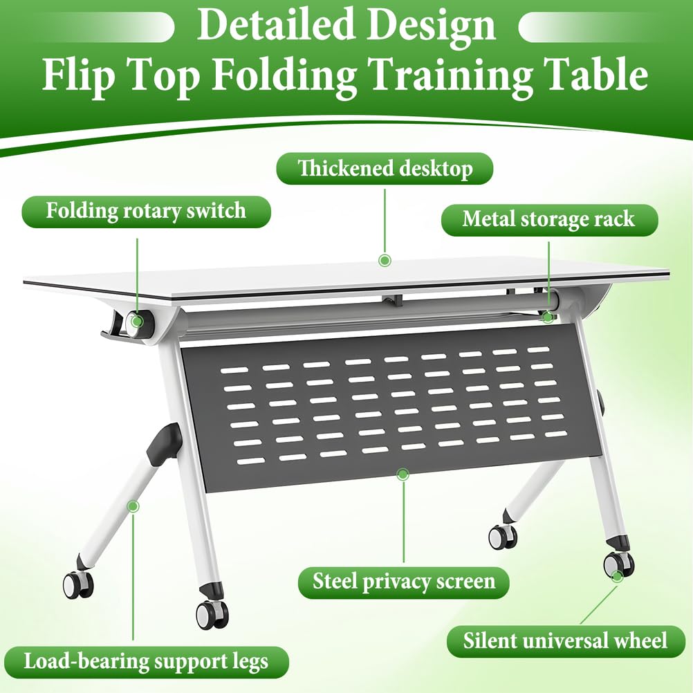 Folding Training Table with Glass Holder 2 Pack A834804