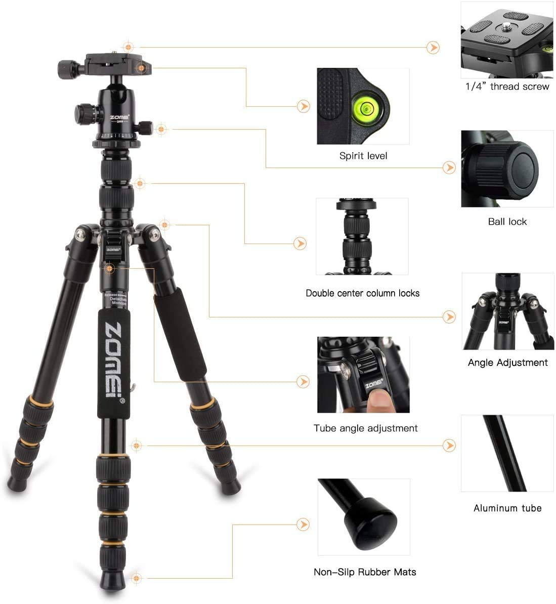 Camera Tripod with Ball Head Quick Release Plate and Carrying Case J977309
