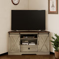 Corner TV Stand with Sliding Barn Door & Removable Shelves M49484