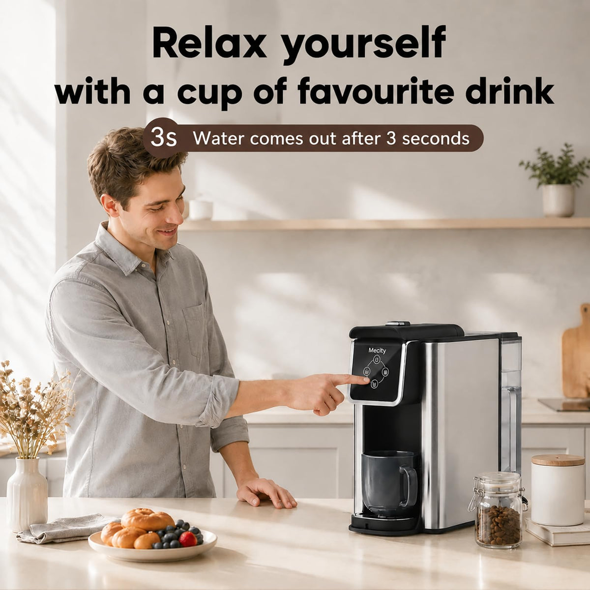3 in 1 Single Serve Coffee Maker with 50 Oz Water Reservoir S22787