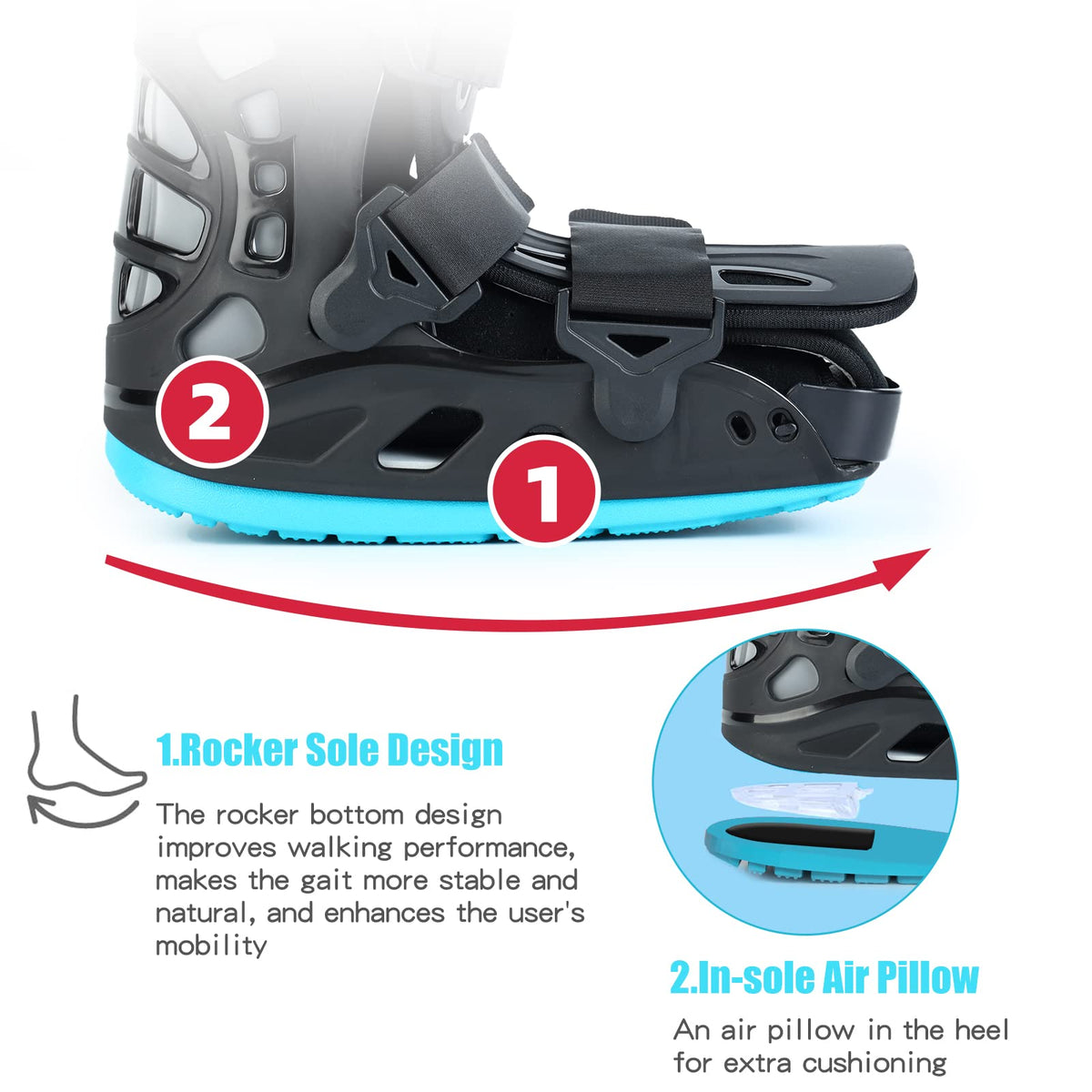 Black Medium Inflatable Walking Boot H174444