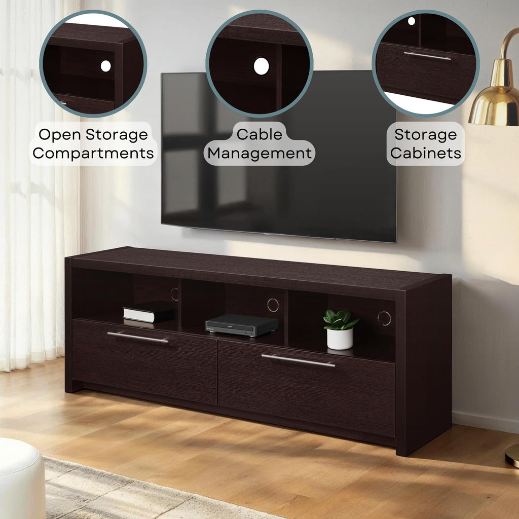 Espresso TV Stand with Storage Cabinets & Shelves T46272