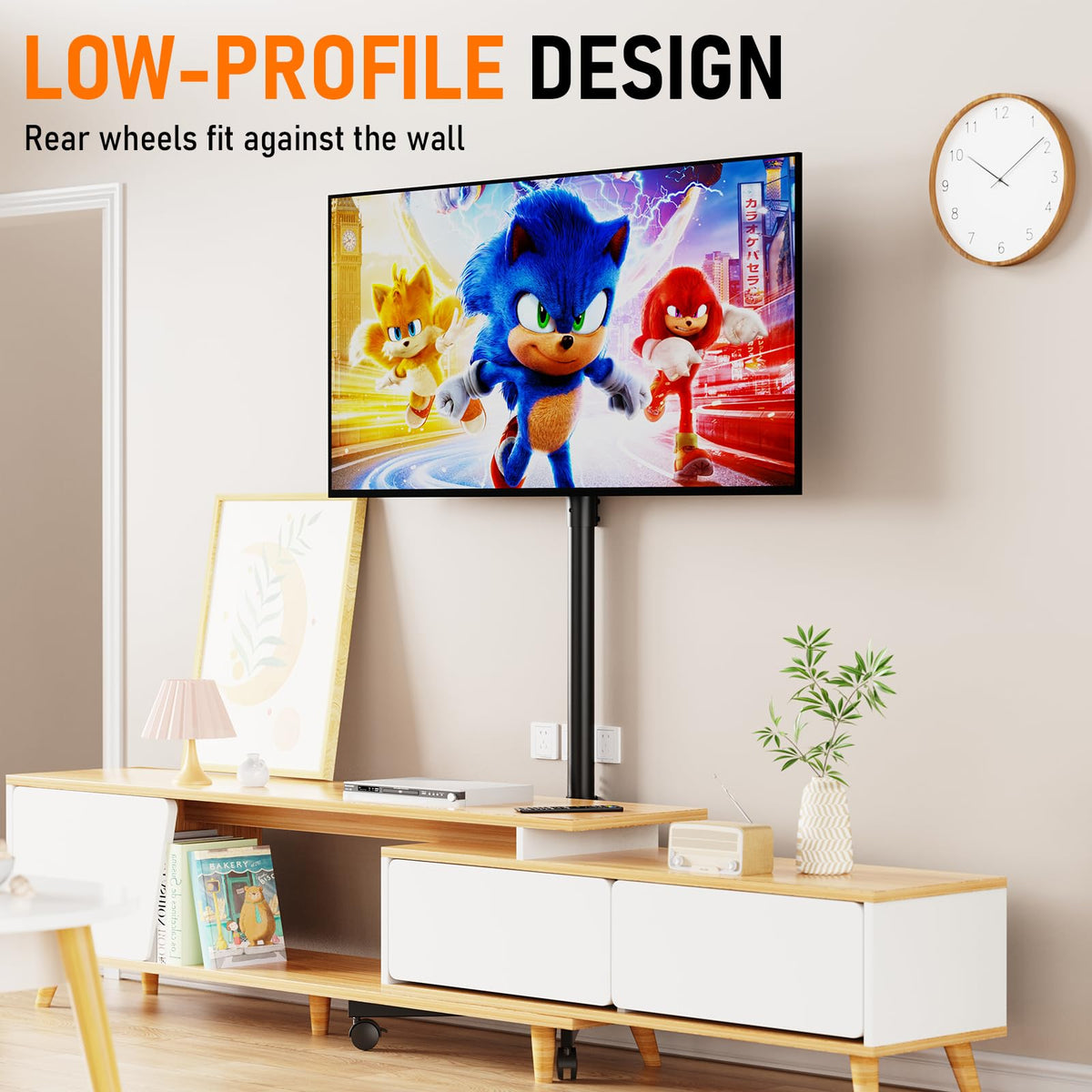 Rolling TV Stand with Locking Wheels, Black N39031