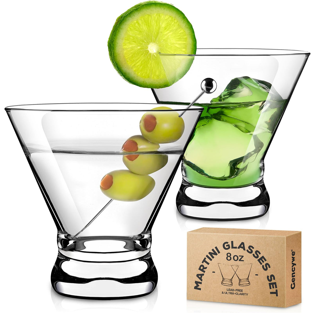 2 Pack 8 Ounce Stemless Martini Glasses I53171