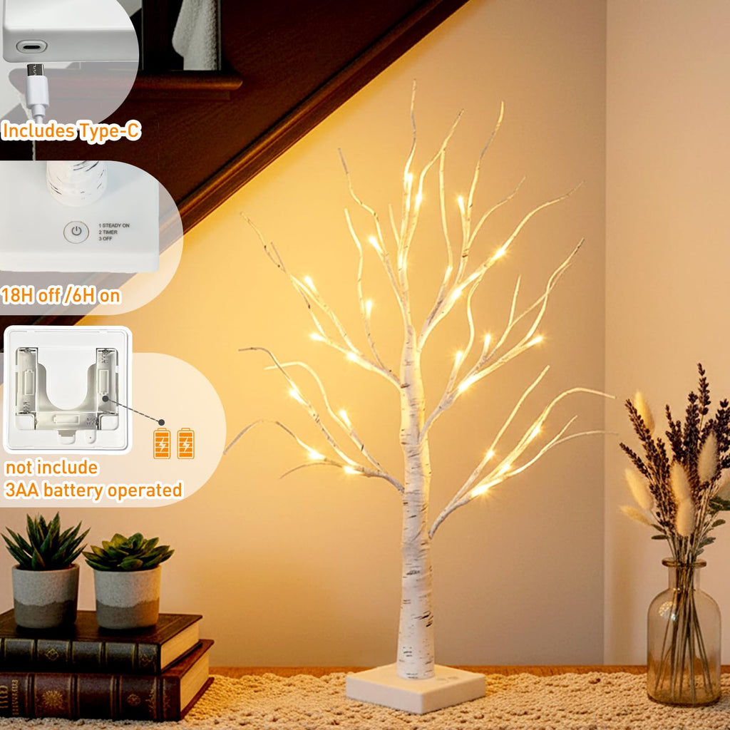 Lighted Birch Tree with Lights Q17756