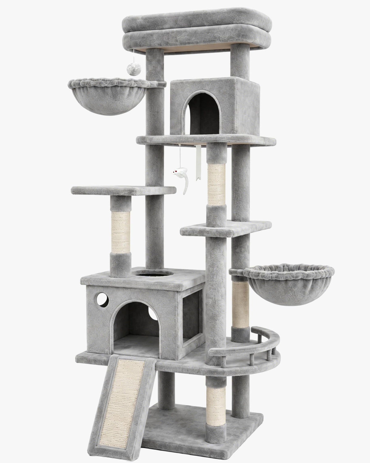 70 Inch Cat Tree with Scratching Post and Hammock S246057