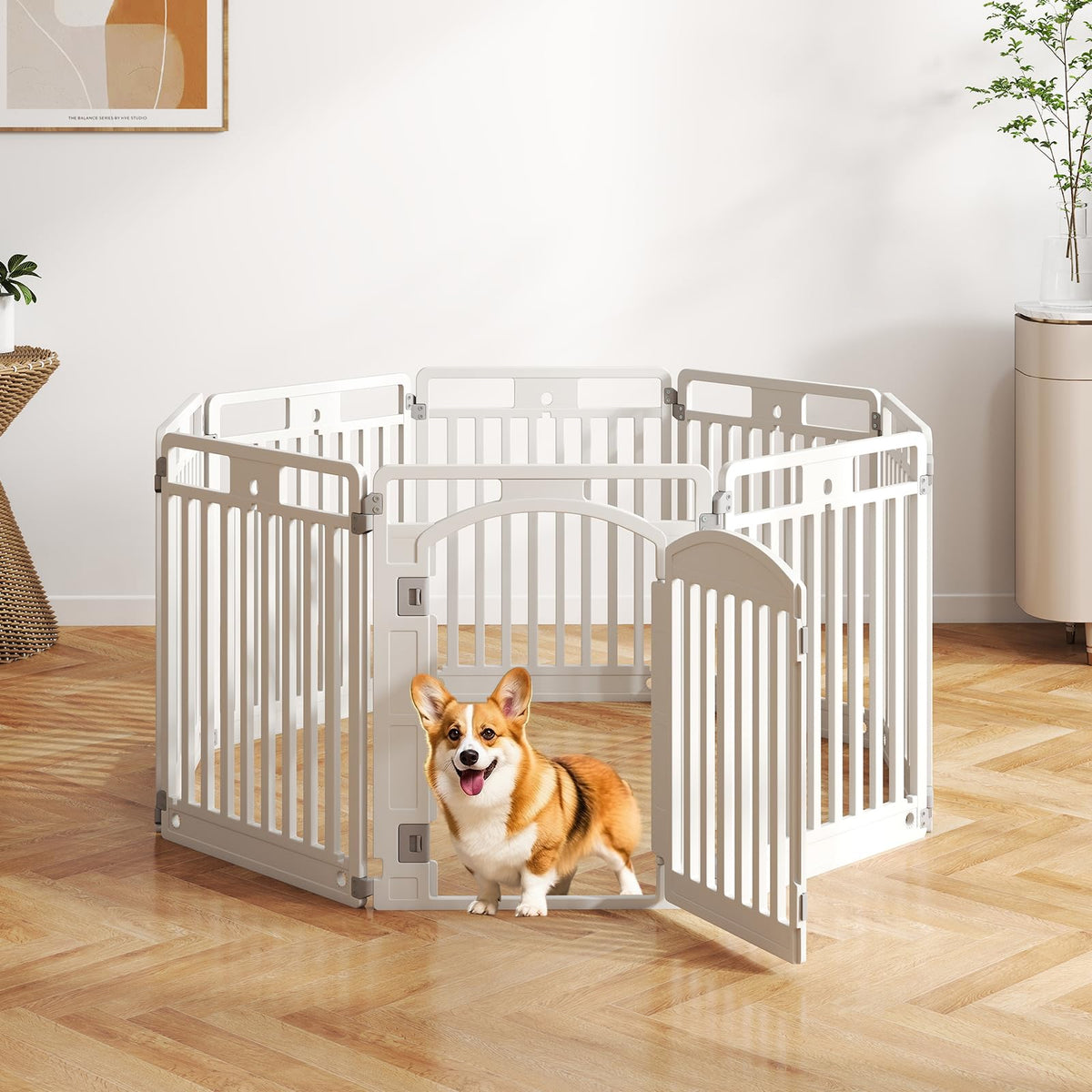 16 Panel 32''H Plastic Dog Playpen with Lockable Door H52533