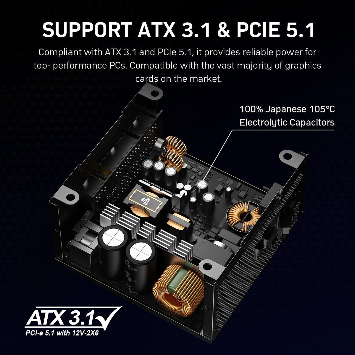 1000W Fully Modular 80+ Gold ATX 3.1 Power Supply F620