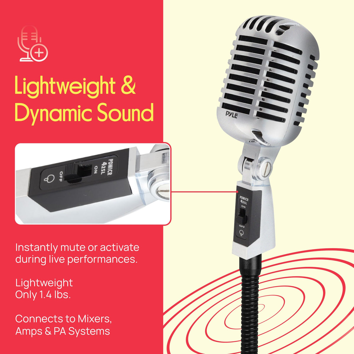 Classic Retro Dynamic Vocal Microphone W54547