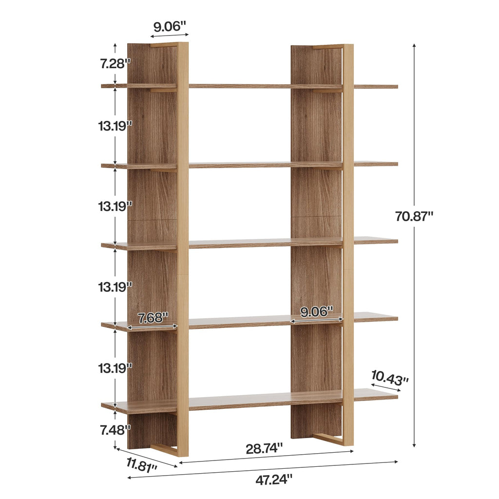 5-Tier Boho Bookshelf with Metal Frame H69573