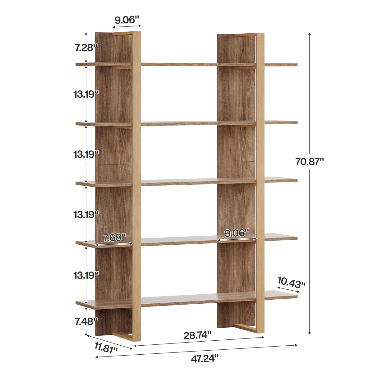 5-Tier Boho Bookshelf with Metal Frame H69573