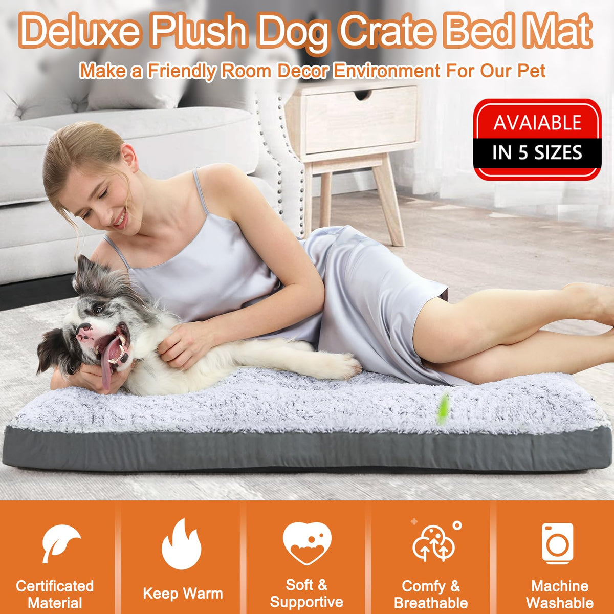 Washable Dog Bed 35 Inch Grey Q88956