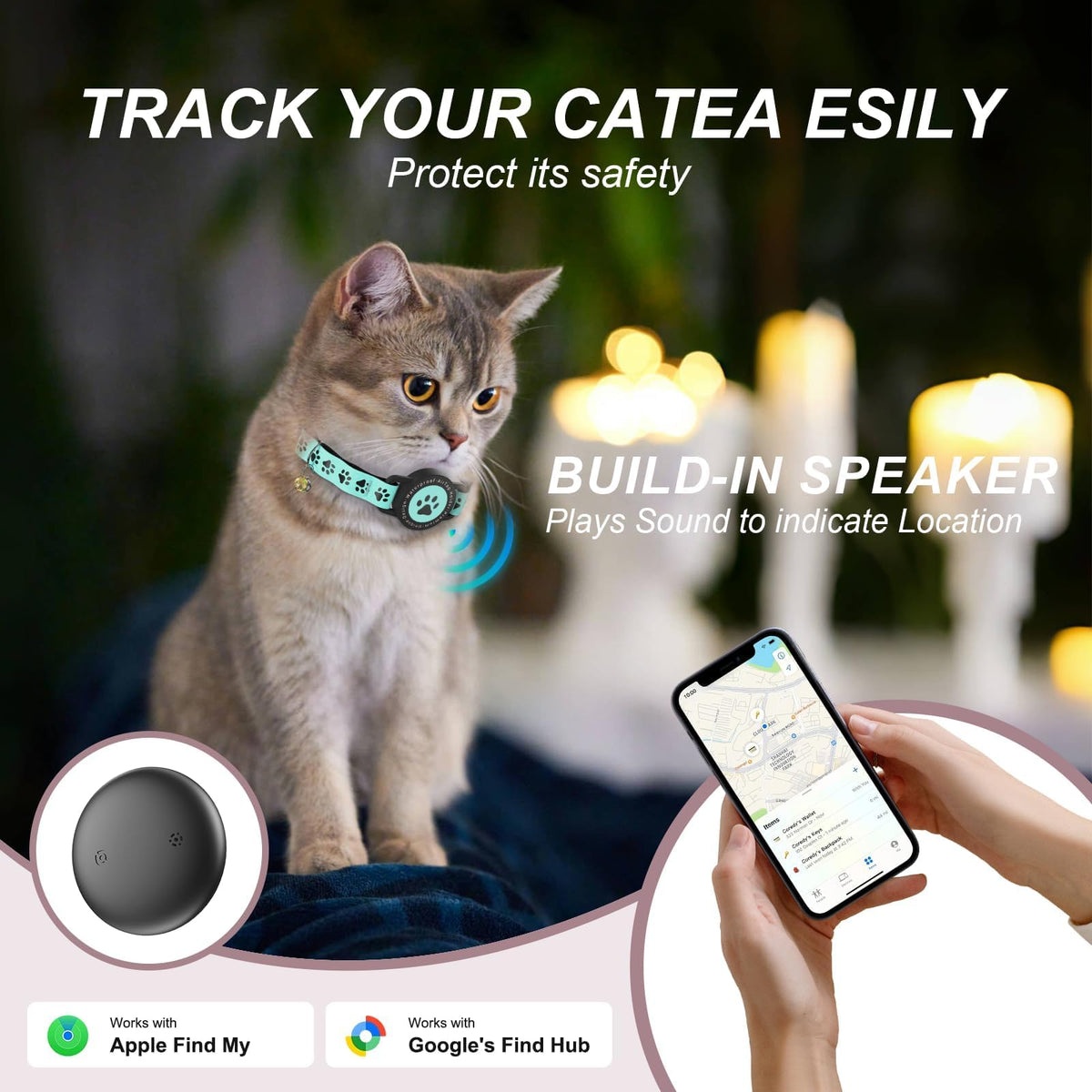 GPS Cat Tracker Collar Blue R147