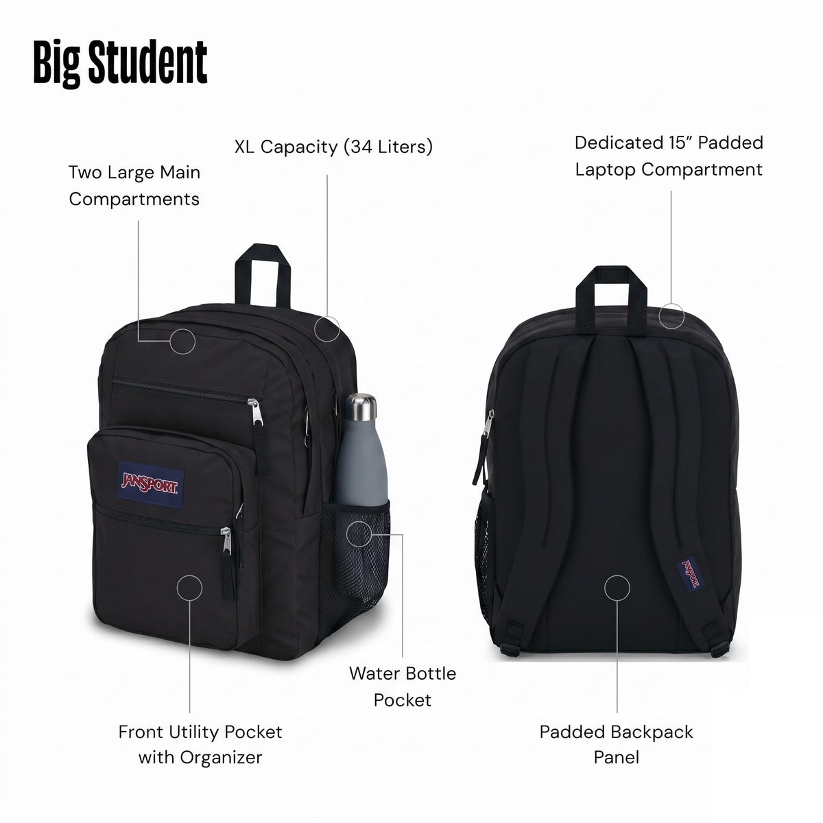 Laptop Backpack with 2 Compartments Black X7914