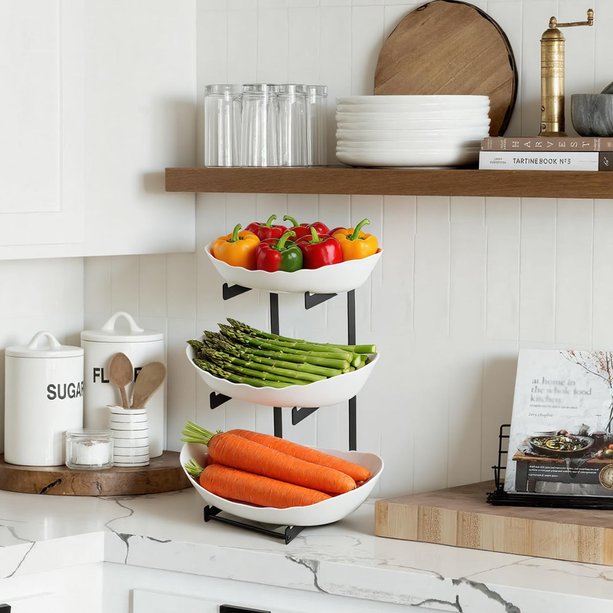 3 Tier White Plastic Fruit Bowl S74431
