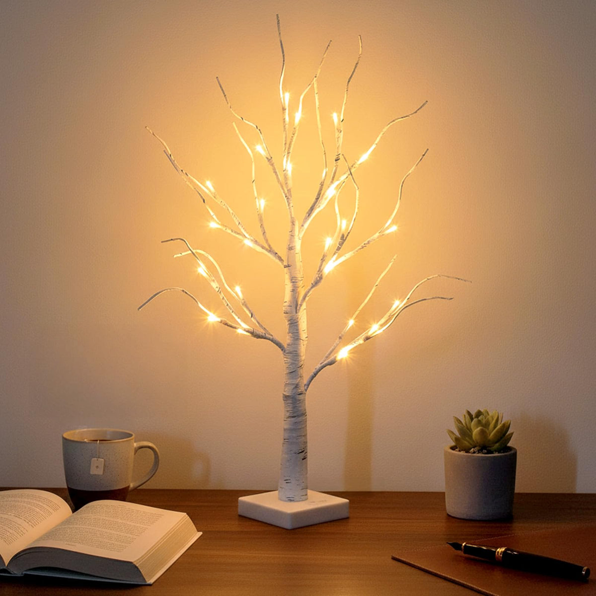 Lighted Birch Tree with Lights Q17756